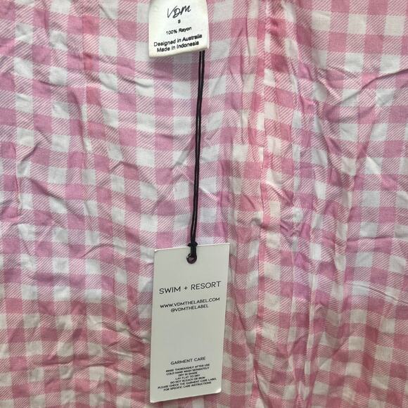 Revolve VDM The Label Jemma Crop Top/Stassie Ruched Skirt Pink Gingham  Sz Sm - Picture 7 of 12